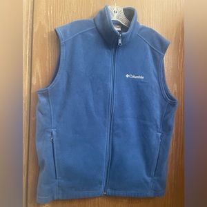 Columbia Sportswear Blue Fleece Vest Men's Large Full Zip and Zip-Close Pockets